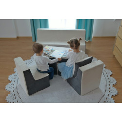 Kindersitzgruppe: Kinderstuhl+Sitzbank+Liegestuhl Kinderzimmermöbel Spiel-Set